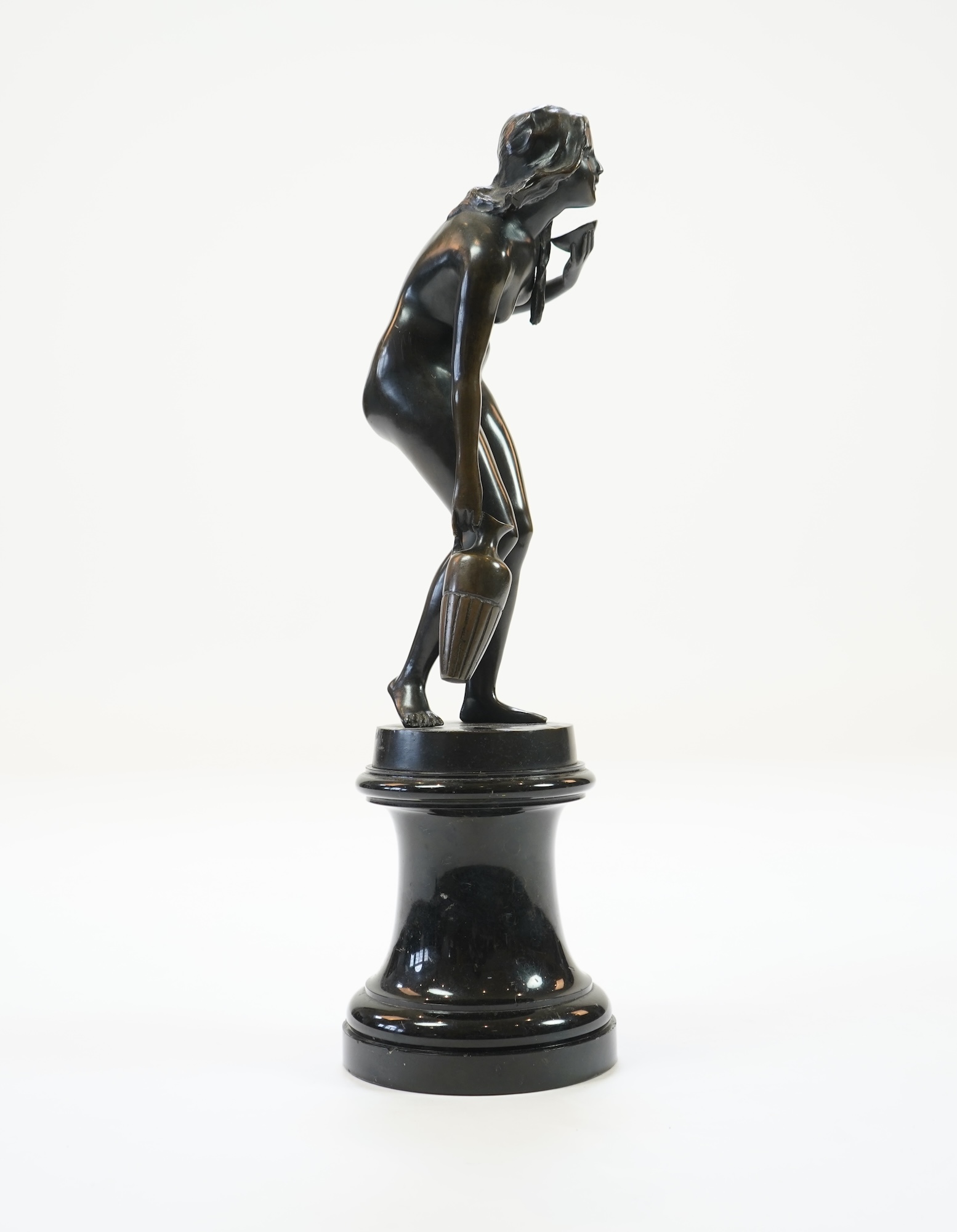 Paul Ludwig Kowlaczewski (Polish, 1865-1920). ‘Nude Young Maiden with water jug’, a patinated bronze figure